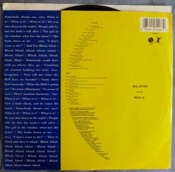Talking Heads : Blind (7", Single, Promo, Styrene)