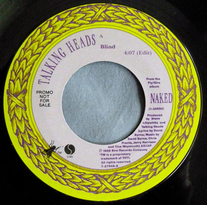 Talking Heads : Blind (7", Single, Promo, Styrene)