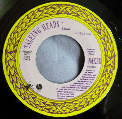 Talking Heads : Blind (7", Single, Promo, Styrene)