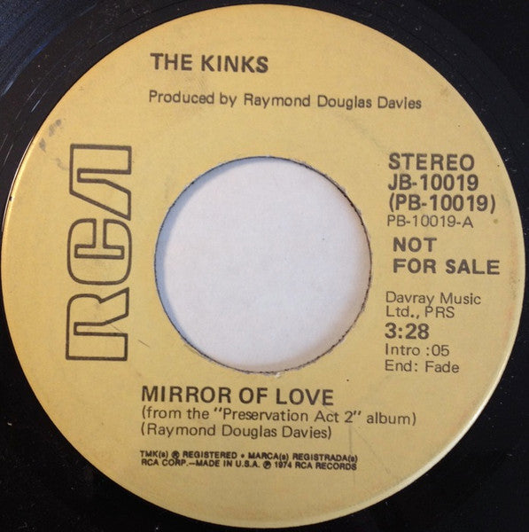 The Kinks : Mirror Of Love (7", Single, Promo)