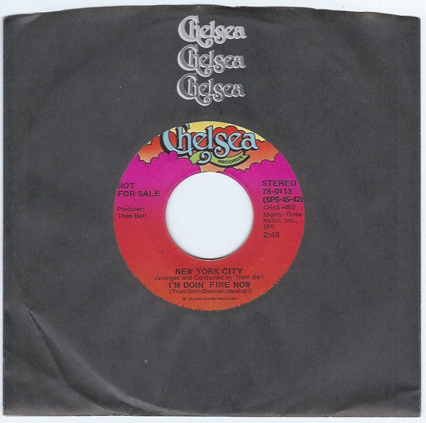 New York City : I'm Doin' Fine Now (7", Single, Mono, Promo)