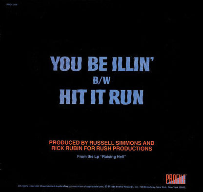 Run-DMC : You Be Illin' / Hit It Run (7", Single, Styrene, Gra)