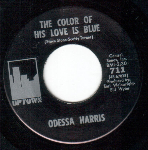 Odessa Harris : The Color Of His Love Is Blue / Driving Wheels (7", Single)