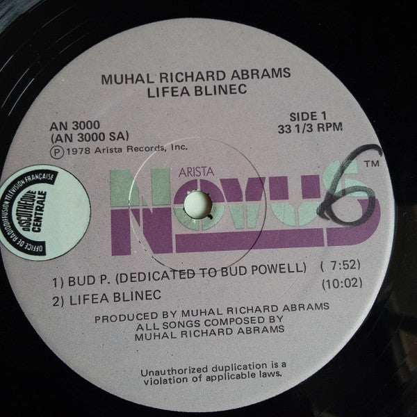Muhal Richard Abrams : Lifea Blinec (LP)