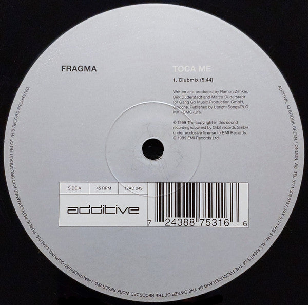 Fragma : Toca Me (12")