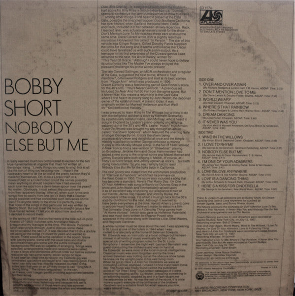 Bobby Short : Nobody Else But Me (LP, Album)