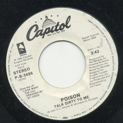Poison (3) : Talk Dirty To Me (7", Promo, Styrene)