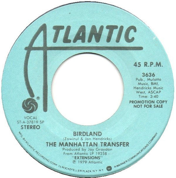 The Manhattan Transfer : Birdland (7", Mono, Promo)