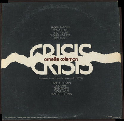Ornette Coleman : Crisis (LP, Album, Quad, Promo)