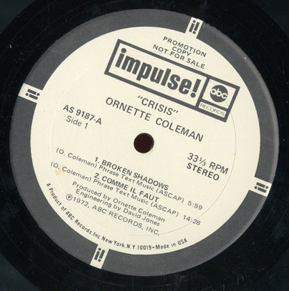 Ornette Coleman : Crisis (LP, Album, Quad, Promo)