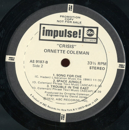 Ornette Coleman : Crisis (LP, Album, Quad, Promo)
