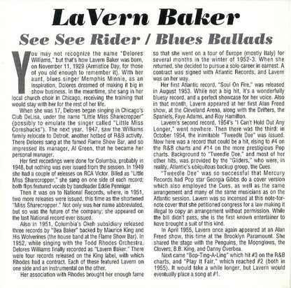 LaVern Baker : See See Rider / Blues Ballads (CD, Comp, Mono, RE)