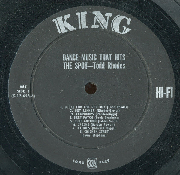 Todd Rhodes : Dance Music That Hits The Spot (LP, Album, Mono)