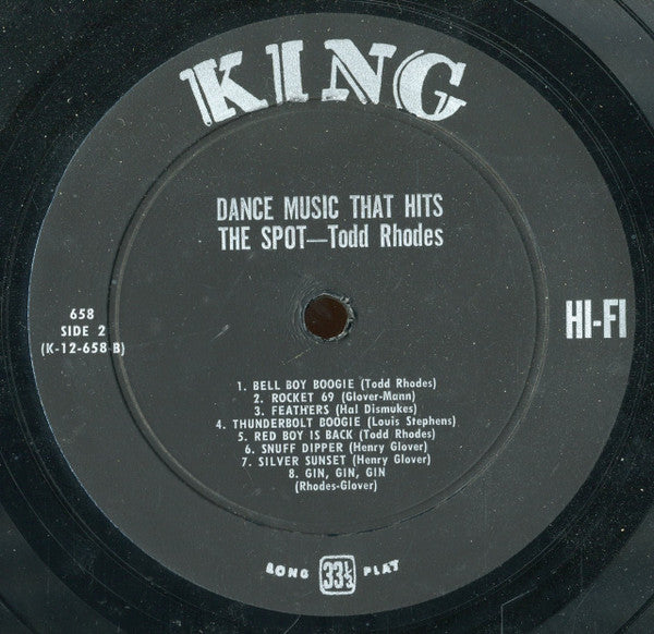 Todd Rhodes : Dance Music That Hits The Spot (LP, Album, Mono)