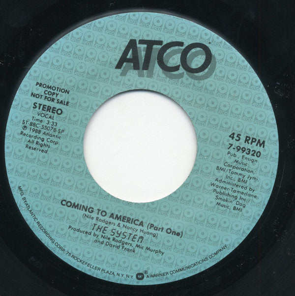 The System : Coming To America (Part One) (7", Single, Promo)