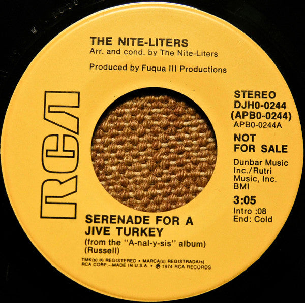 The Nite-Liters : Serenade For A Jive Turkey (7", Mono, Promo)