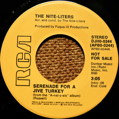 The Nite-Liters : Serenade For A Jive Turkey (7", Mono, Promo)
