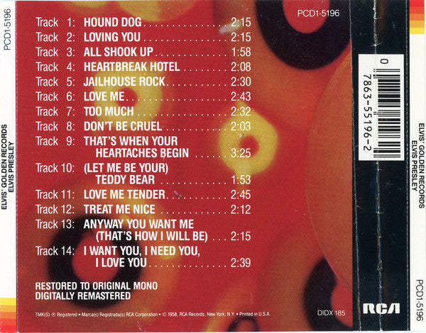 Elvis Presley : Elvis' Golden Records (CD, Comp, Mono, RE, RM)