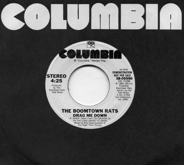 The Boomtown Rats : Drag Me Down (7", Single, Promo, Styrene)