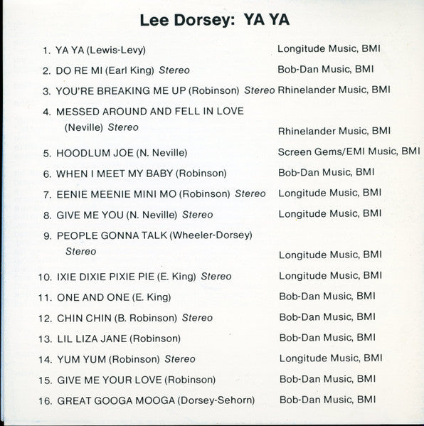 Lee Dorsey : Ya Ya (CD, Comp)