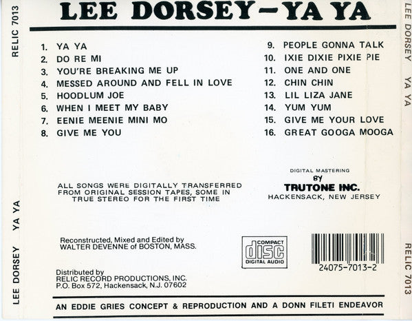 Lee Dorsey : Ya Ya (CD, Comp)