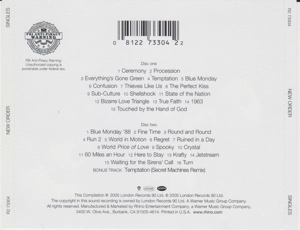 New Order : Singles (2xCD, Comp)