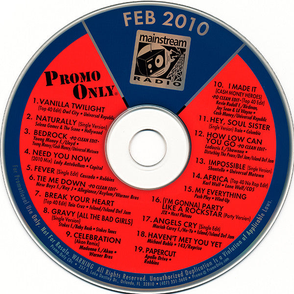 Various : Promo Only Mainstream Radio: February 2010 (CD, Comp, Promo)