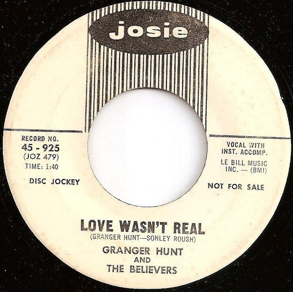 Granger Hunt & The Believers : Motor Mouth / Love Wasn't Real (7", Single, Promo)