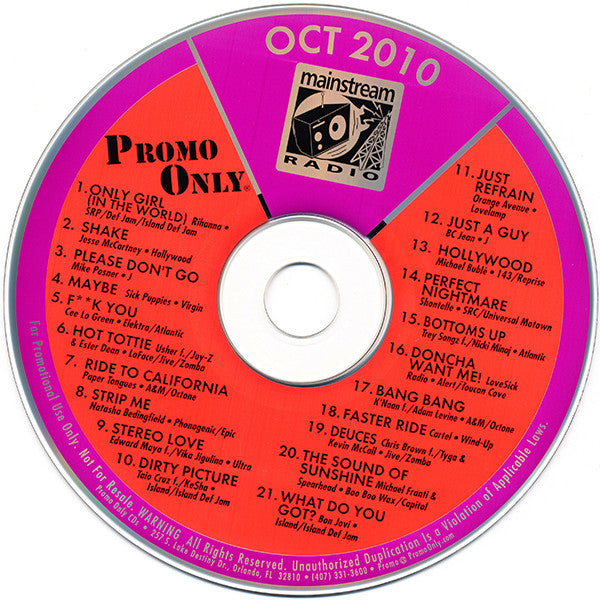 Various : Promo Only Mainstream Radio: October 2010 (CD, Comp, Promo)