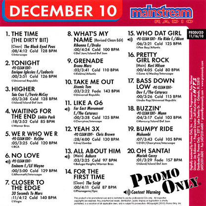 Various : Promo Only Mainstream Radio: December 2010 (CD, Comp, Promo)