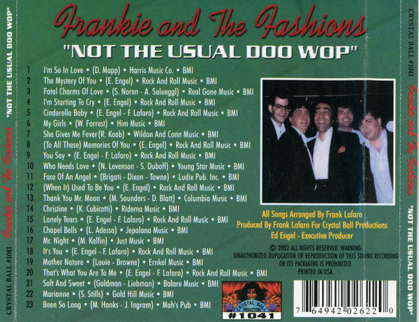 Frank Lafaro And The Fashions (8) : Not The Usual Doo Wop  (CD, Album)