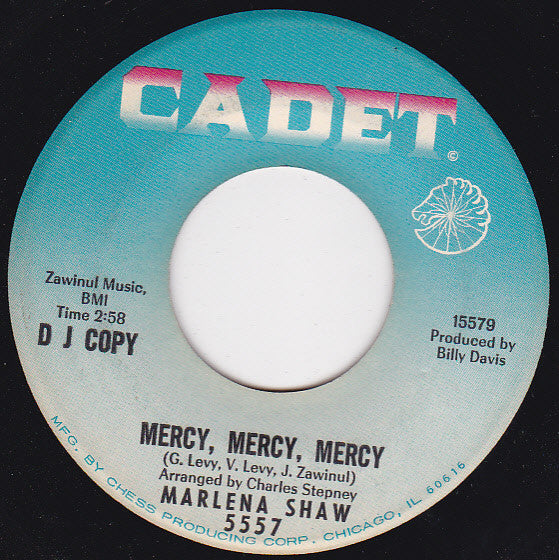 Marlena Shaw : Mercy, Mercy, Mercy (7", S/Sided, Single, Promo)