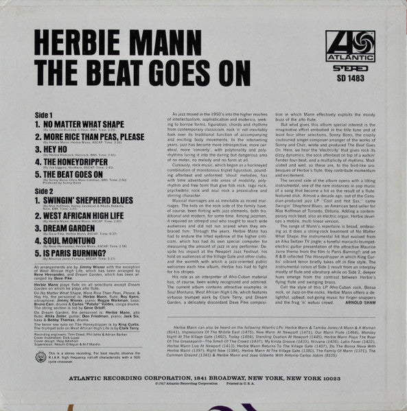 Herbie Mann : The Beat Goes On (LP, Album, Lam)