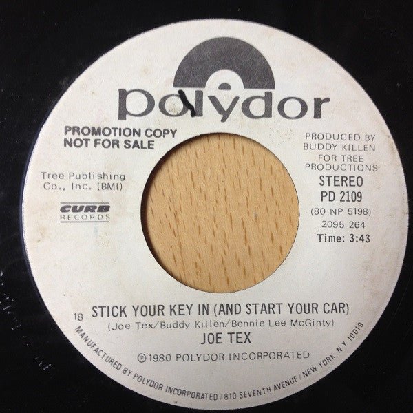 Joe Tex : Stick Your Key In (And Start Your Car)  (7", Promo)