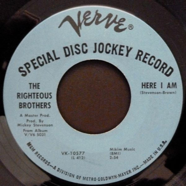 The Righteous Brothers : Here I Am (7", Single, Promo)