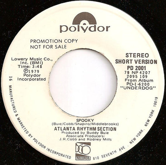 Atlanta Rhythm Section : Spooky (7", Single, Promo)