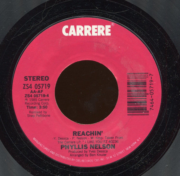 Phyllis Nelson : I Like You (Special Mix) / Reachin' (7", Styrene)