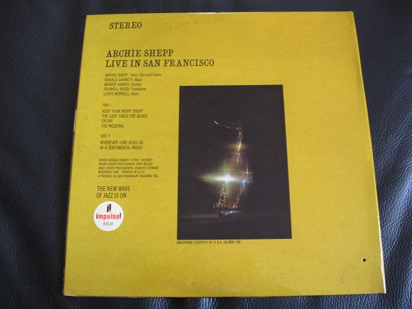 Archie Shepp : Live In San Francisco (LP, Album, RE, Gat)