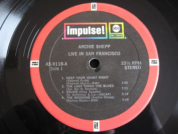 Archie Shepp : Live In San Francisco (LP, Album, RE, Gat)