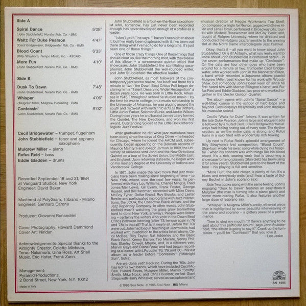 John Stubblefield : Confessin' (LP, Album, Red)