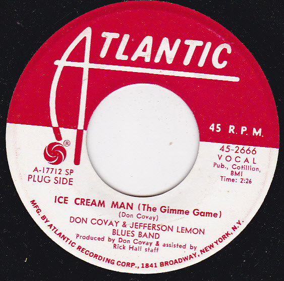 Don Covay And The Jefferson Lemon Blues Band : Ice Cream Man (The Gimme Game) (7", Single, Promo, SP-)