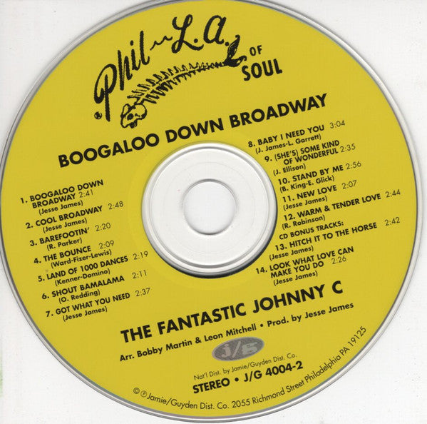 The Fantastic Johnny C : Boogaloo Down Broadway (CD, Album, RE)