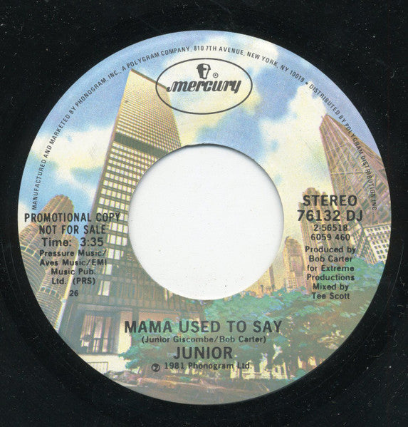 Junior (2) : Mama Used To Say (7", Single, Promo)