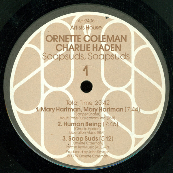 Ornette Coleman And Charlie Haden : Soapsuds, Soapsuds (LP, Album, Gat)