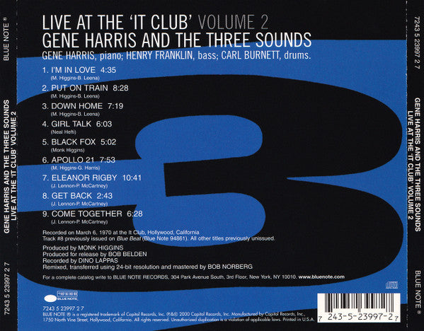 Gene Harris And The Three Sounds : Live At The 'It Club' Volume 2 (CD, Album)