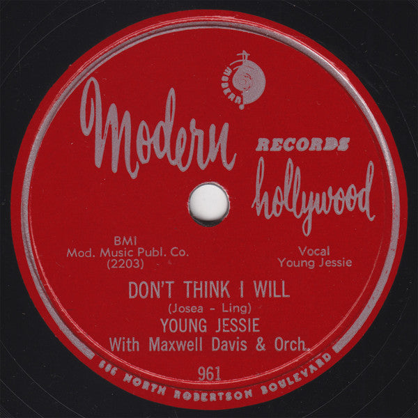 Young Jessie With The Maxwell Davis Orchestra : Mary Lou / Don't Think I Will (10")