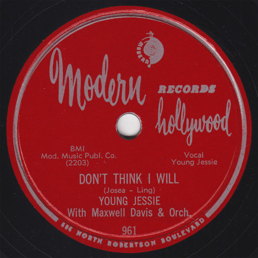 Young Jessie With The Maxwell Davis Orchestra : Mary Lou / Don't Think I Will (10")