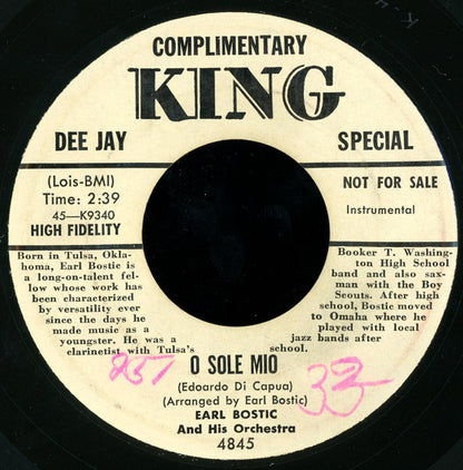 Earl Bostic And His Orchestra : Poeme / O Sole Mio (7", Promo)