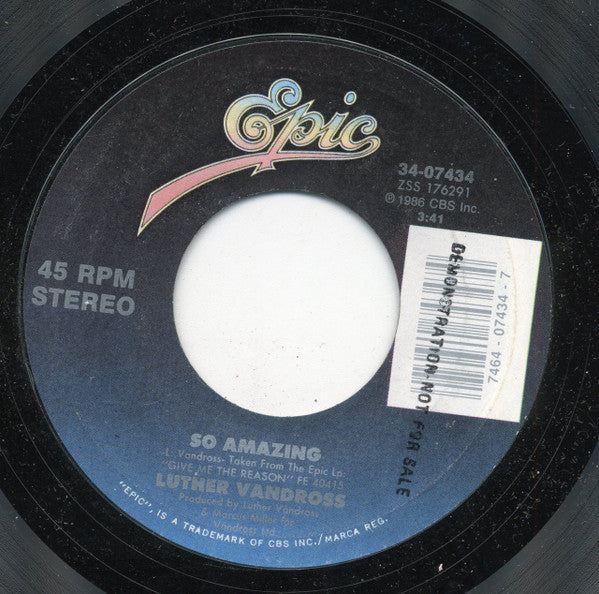 Luther Vandross : So Amazing (7", Single, Styrene)