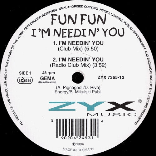 Fun Fun : I'm Needin' You (12")